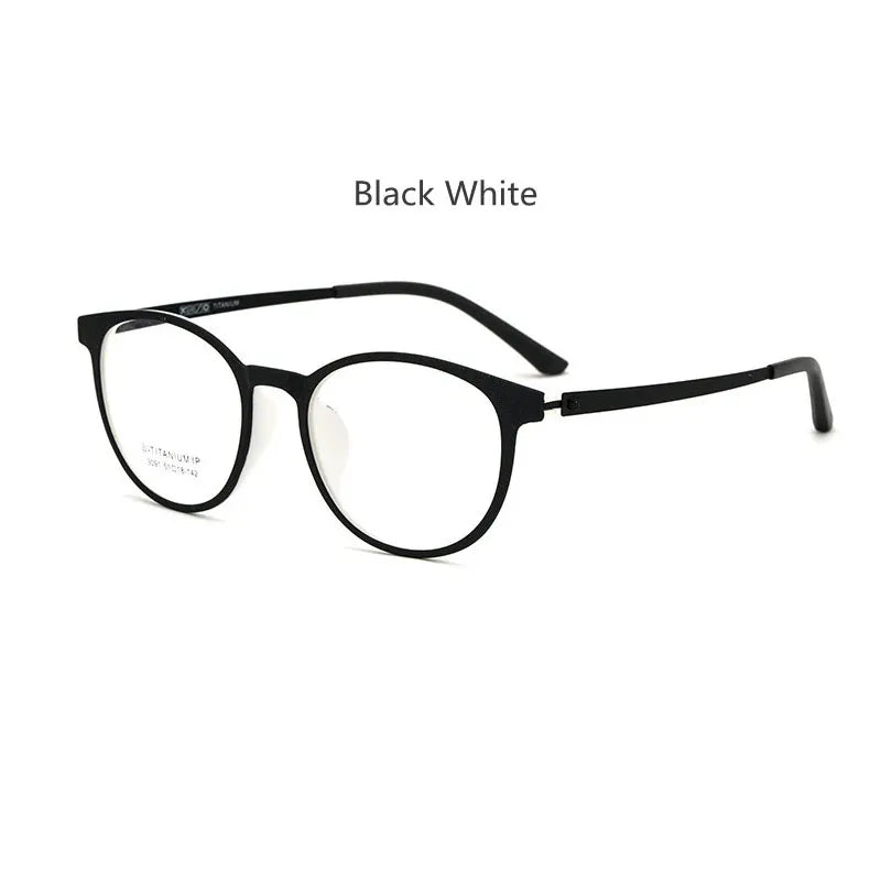 Kocolior Unisex Full Rim Round Tr 90 Titanium Hyperopic Reading Glasses 23091 Reading Glasses Kocolior Black White China 0