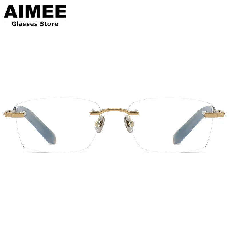 Aimee Unisex Rimless Square Titanium Eyeglasses 80817