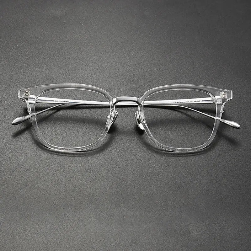Gatenac Unisex Full Rim Square Acetate Titanium Eyeglasses 679903 FuzWeb