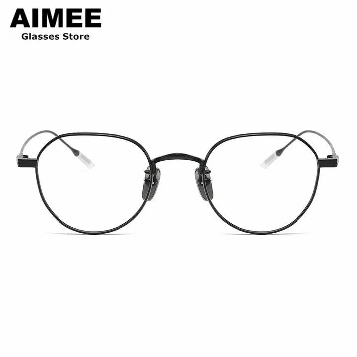 Aimee Unisex Full Rim Flat Top Round Titanium Eyeglasses 80803 Full Rim Aimee   