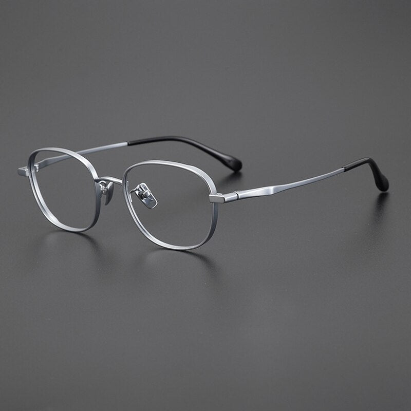 Gatenac Unisex Full Rim Small Square Titanium Eyeglasses Gxyj1025 Full Rim Gatenac Silver  
