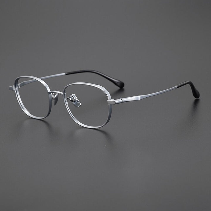 Gatenac Unisex Full Rim Small Square Titanium Eyeglasses Gxyj1025 Full Rim Gatenac Silver  