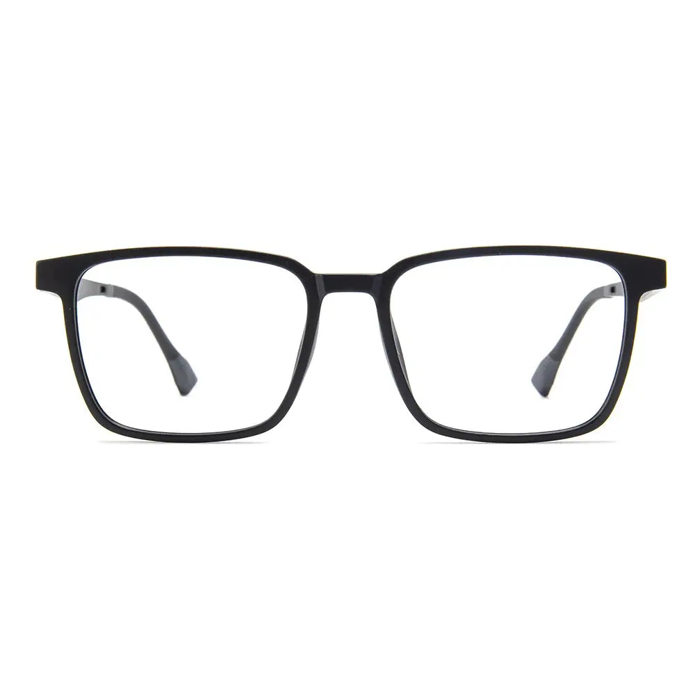 Vicky Men's Full Rim Oversized Square TR90 and Titanium Reading Glasses With Polarized Clip 2191 — view 2 | Vicky at FuzWeb