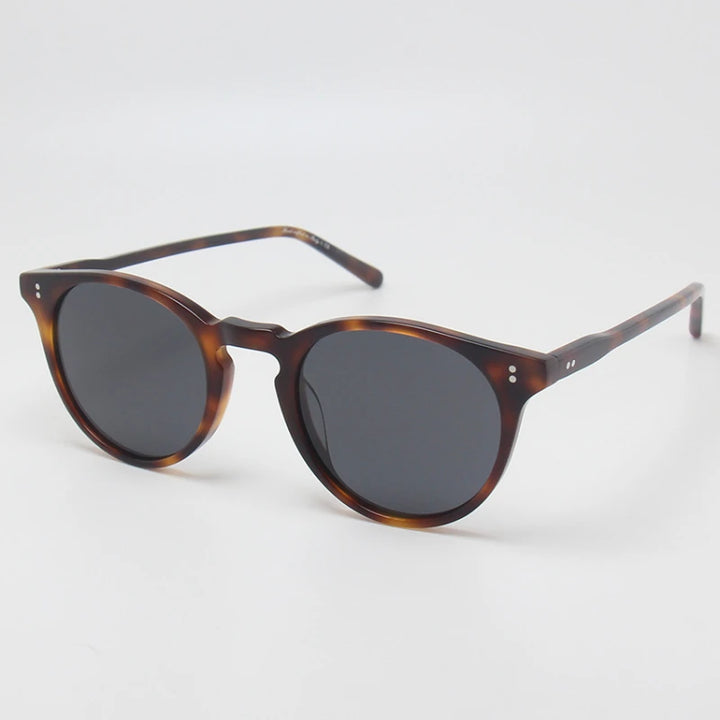 Black Mask Unisex Full Rim Round Acetate Polarized Sunglasses BM-5183S