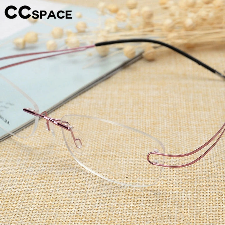 CCspace Unisex Rimless Rectangle Titanium Alloy Eyeglasses 300880 Rimless CCSpace   