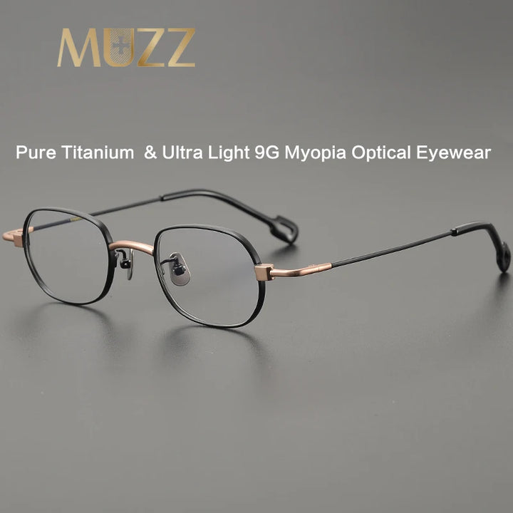 Muzz Unisex Full Rim Small Square Titanium Eyeglasses M004 Full Rim Muzz   