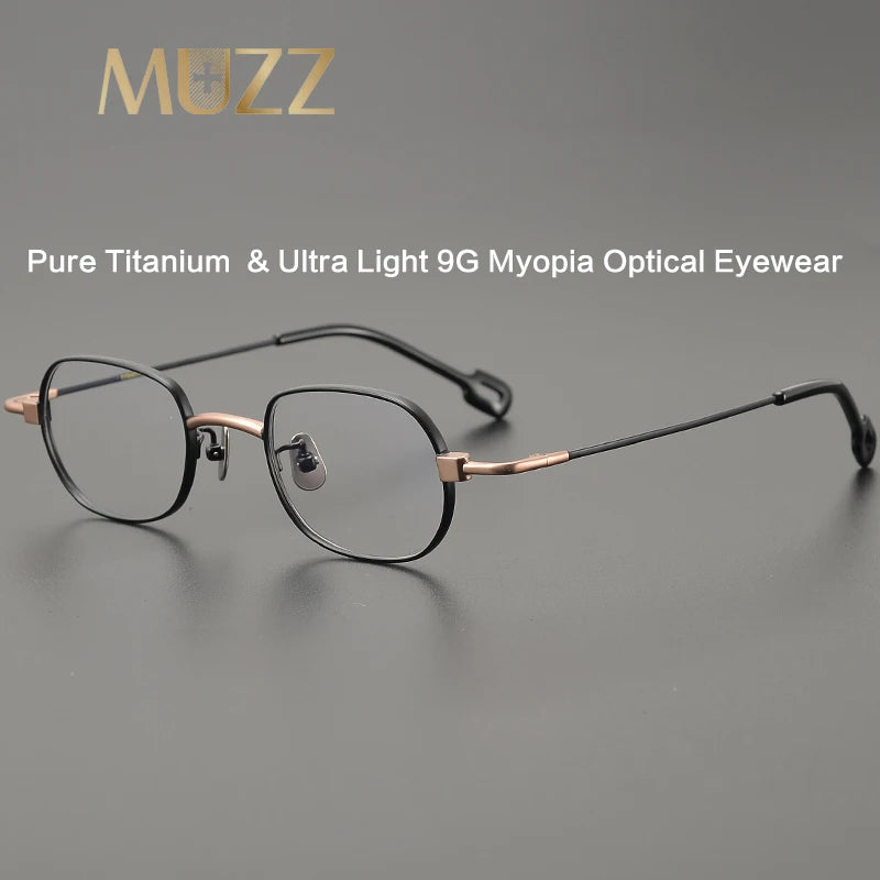 Muzz Unisex Full Rim Small Square Titanium Eyeglasses M004 Full Rim Muzz   