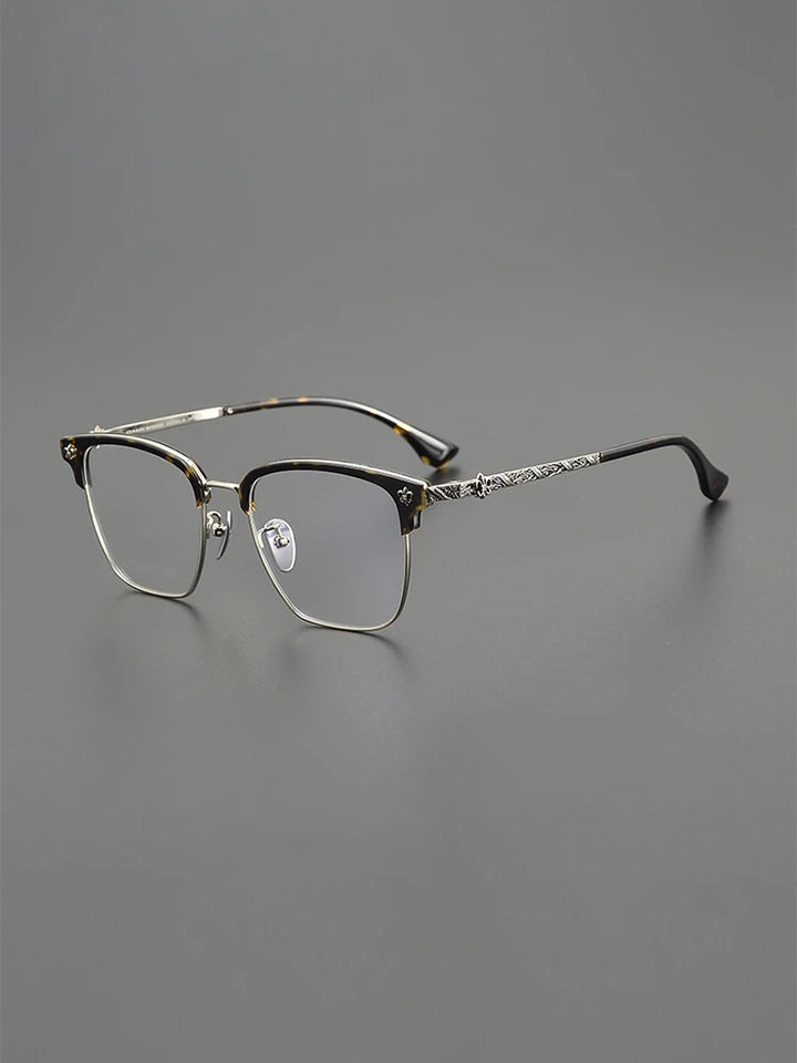 Nobler Unisex Full Rim Big Square Alloy Acetate Eyeglasses 8260 Full Rim Nobler   