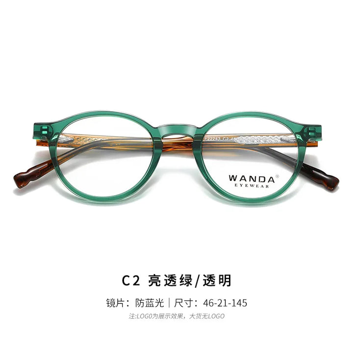 Reven Jate Women's Full Rim Round Acetate Alloy Eyeglasses 22243