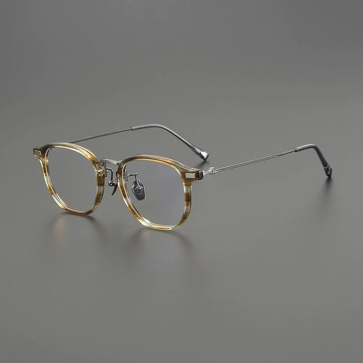 Gatenac Unisex Full Rim Oval Square Acetate Titanium Eyeglasses G8002