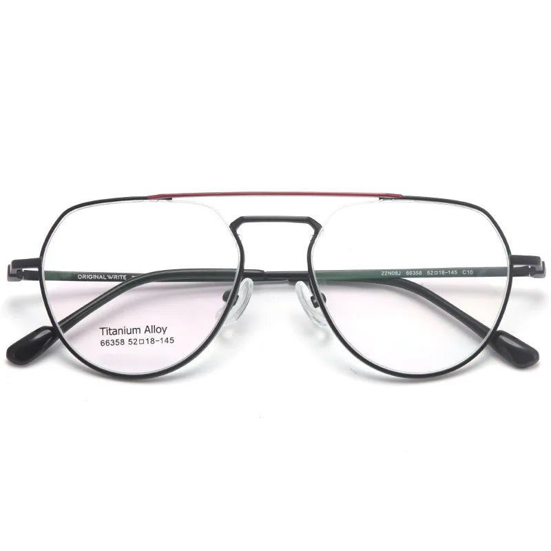 Muzz Unisex Full Rim Oval Double Bridge Titanium Eyeglasses 66358
