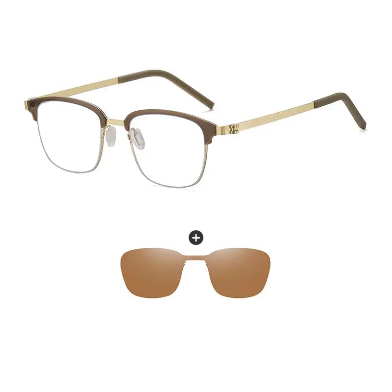 Gmei 790377 Unisex Full Rim Square Steel Frames Clip On Sunglasses FuzWeb