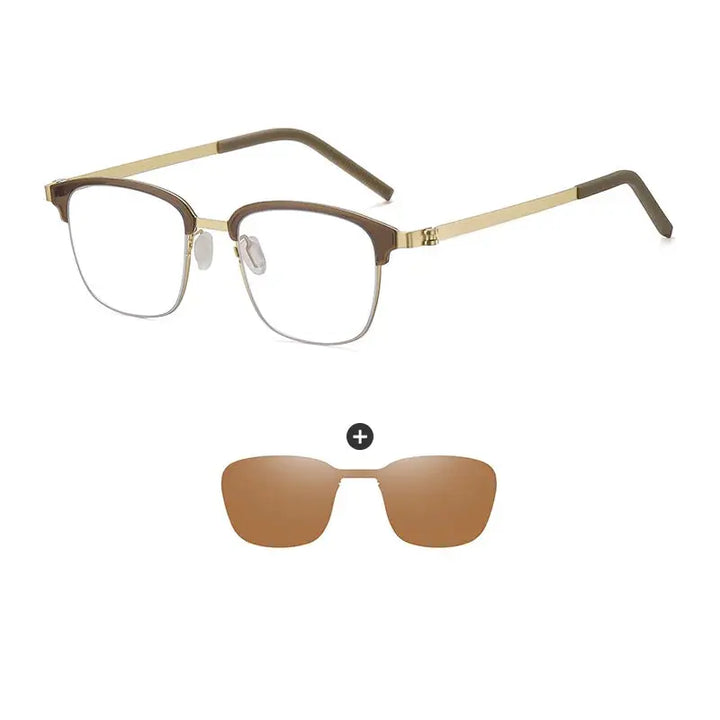 Gmei 790377 Unisex Full Rim Square Steel Frames Clip On Sunglasses FuzWeb