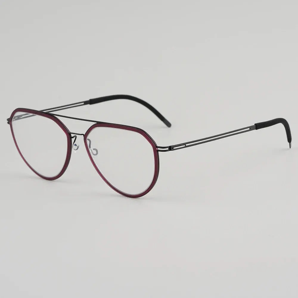 Bobbie 472841 Unisex Acetate Full Rim Oval Double Bridge Titanium Frames FuzWeb