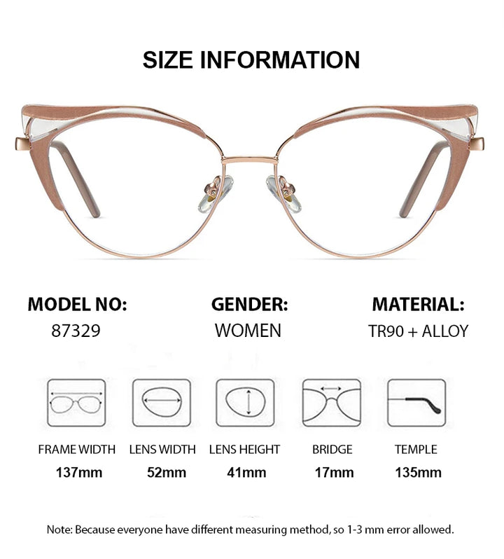 Summer Flower Women's Full Rim Oval Cat Eye Tr 90 Alloy Eyeglasses 87329 Full Rim Summer Flower