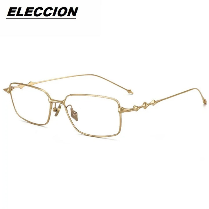 Eleccion Unisex Full Rim Square Titanium Eyeglasses 14935 Full Rim Eleccion Gold CHINA