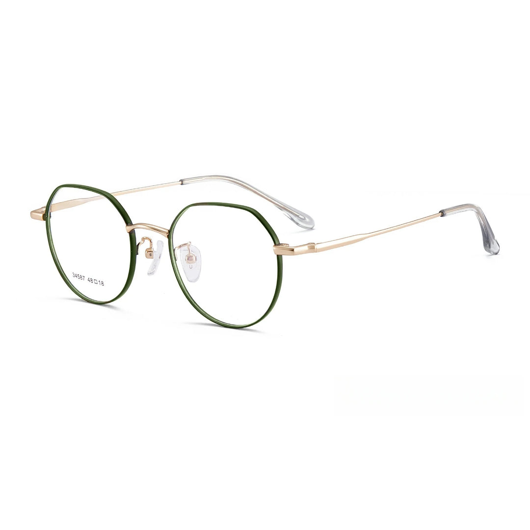 Yimaruili Unisex Full Rim Flat Top Polygon Alloy Eyeglasses Y34587 Full Rim Yimaruili Eyeglasses Grandmother Green  