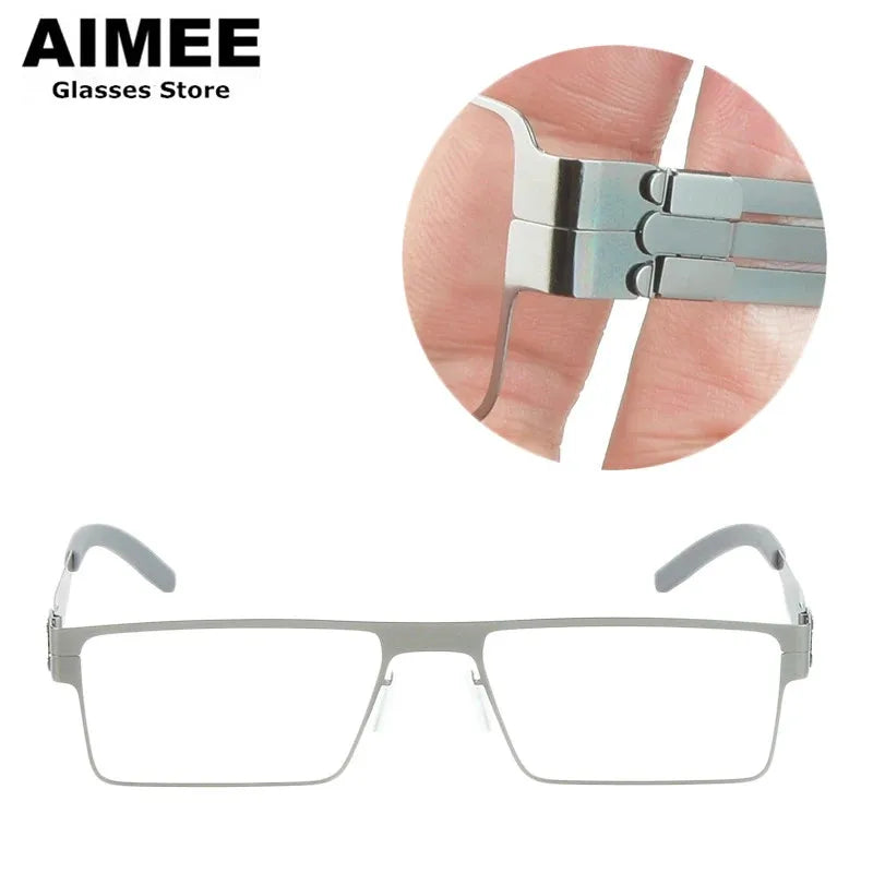 Aimee Unisex Full Rim Brow Line Square Screwless Steel Eyeglasses 1175 Full Rim Aimee   