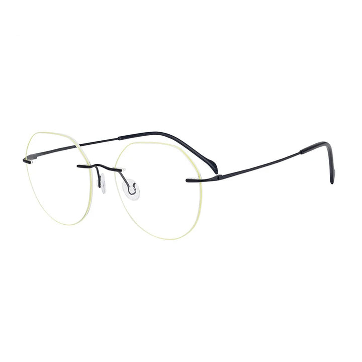 Brightzone Unisex Rimless Flat Top Round Titanium Eyeglasses 71408 Rimless Brightzone Matte Black