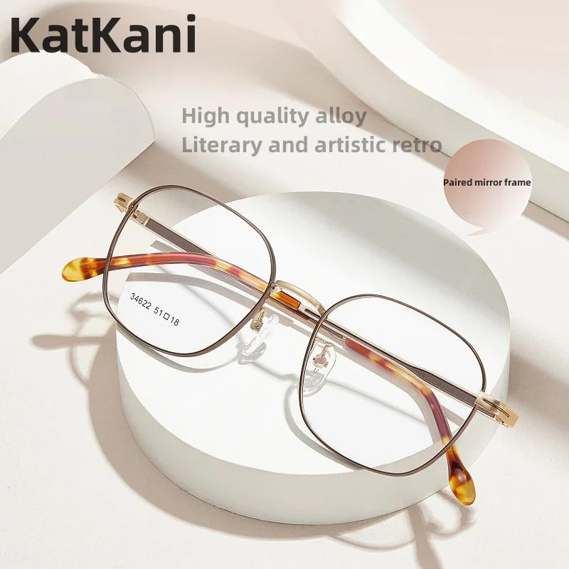 KatKani Men's Full Rim Polygon Square Alloy Eyeglasses 34622 Full Rim KatKani Eyeglasses   