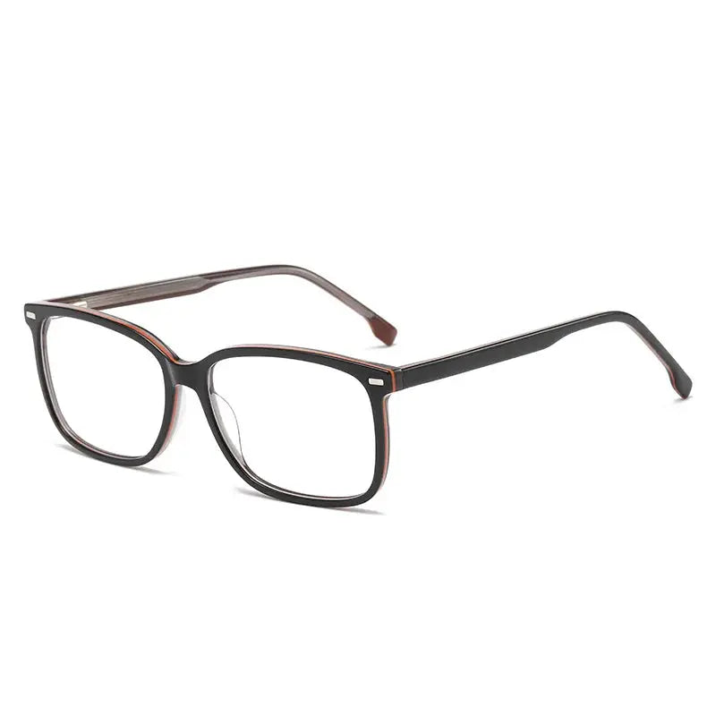 Momoja Unisex Full Rim Square Acetate Eyeglasses 71817 - Red Brown