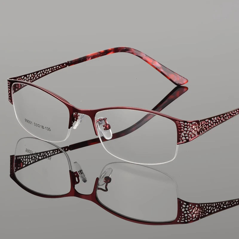 Bclear Women's Semi Rim Square Alloy Eyeglasses 69901 Semi Rim Bclear Red