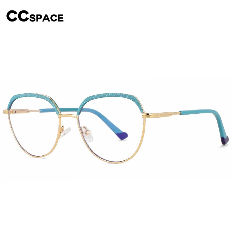 CCSpace Women's Full Rim Round Brow Line Alloy Eyeglasses 56485 Full Rim CCspace   