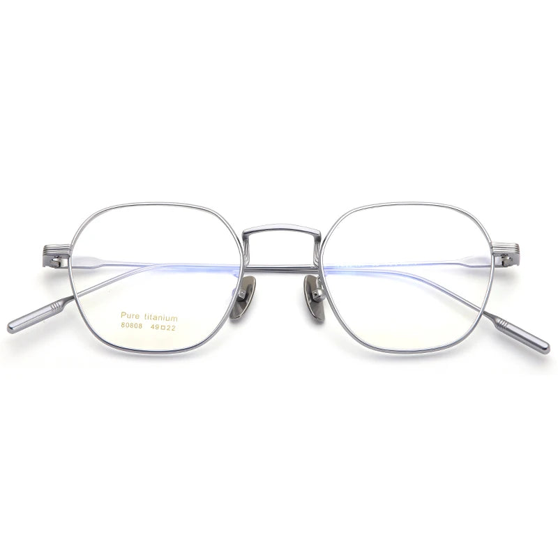 Muzz Women's Full Rim Flat Top Polygon Titanium Eyeglasses 707071