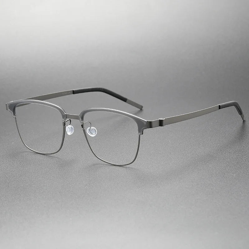 Aimee Unisex Full Rim Square Screwless Titanium Eyeglasses 9835 Full Rim Aimee Gun Grey  