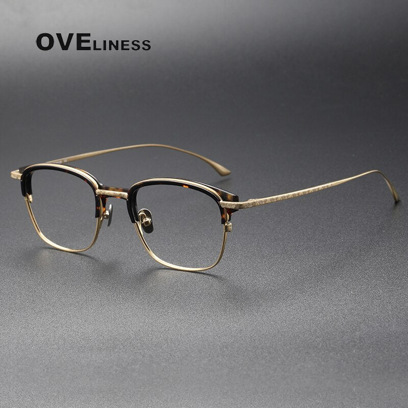 Oveliness Unisex Full Rim Square Titanium Eyeglasses Lynx Full Rim Oveliness tortoise gold  