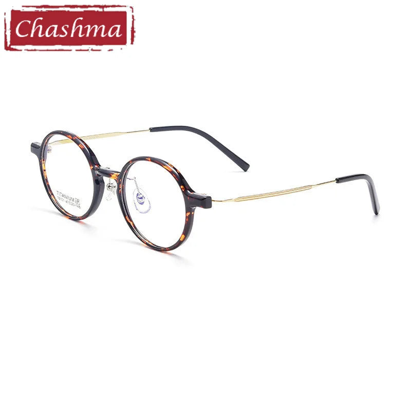 Chashma Ottica Unisex Youth Full Rim Round Tr 90 Titanium Eyeglasses 16101 Full Rim Chashma Ottica Leopard  