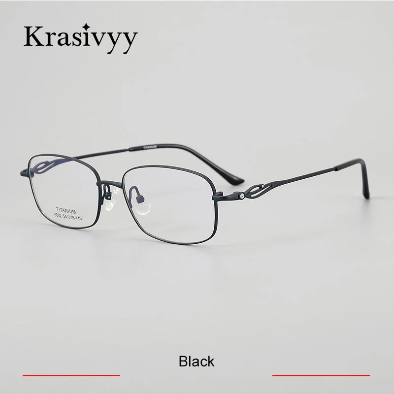 Krasivyy Woman's Full Rim Square Titanium Eyeglasses 443002 Full Rim Krasivyy Black  