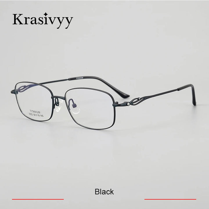 Krasivyy Woman's Full Rim Square Titanium Eyeglasses 443002 Full Rim Krasivyy Black  