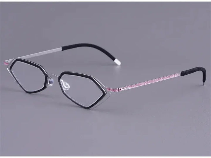 Bobbie 339576 Unisex Acetate Full Rim Polygon Oval Titanium Frames — view 1 | Bobbie at FuzWeb