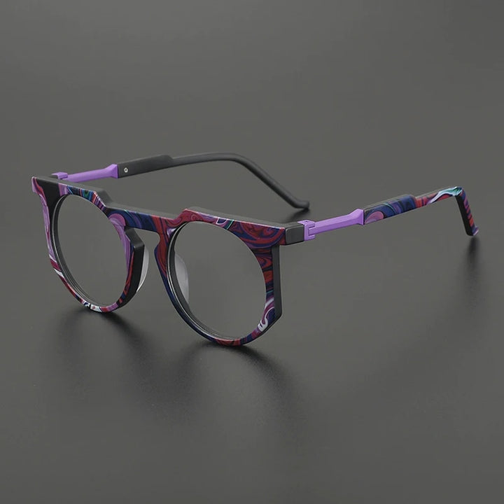 Gatenac Unisex Full Rim Round Brow Line Acetate Eyeglasses G9399