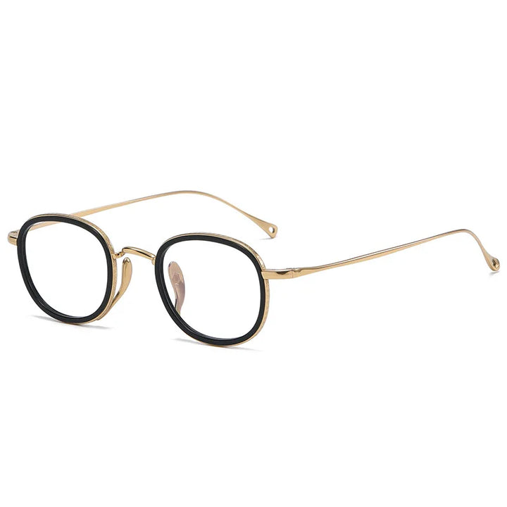 Aimee Unisex Full Rim Square Oval Titanium Acetate Eyeglasses 1173 Full Rim Aimee Golden-Black  