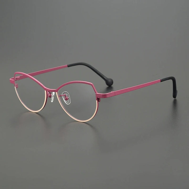 Gatenac Unisex Full Rim Brow Line Cat Eye Titanium Eyeglasses Gxy85848