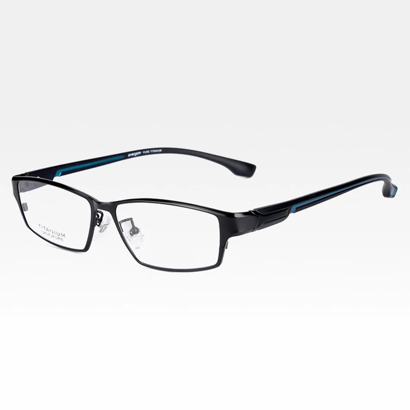 Brightzone Unisex Full Rim Square Titanium Alloy Eyeglasses 71374 Full Rim Brightzone Black-Blue