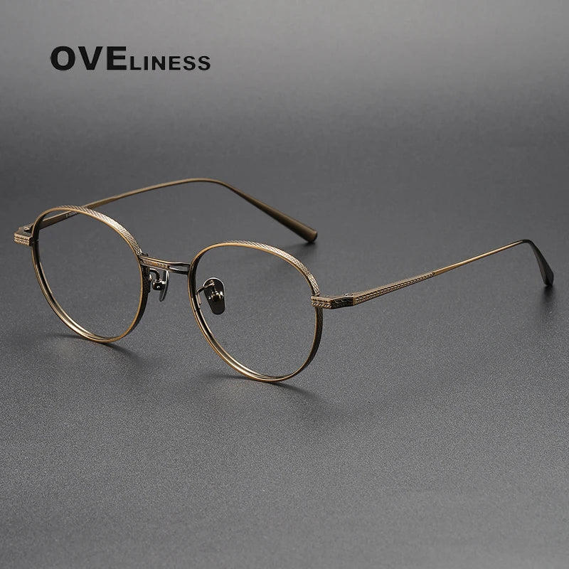 Oveliness Unisex Full Rim Round Titanium Eyeglasses 14027  FuzWeb  bronze  