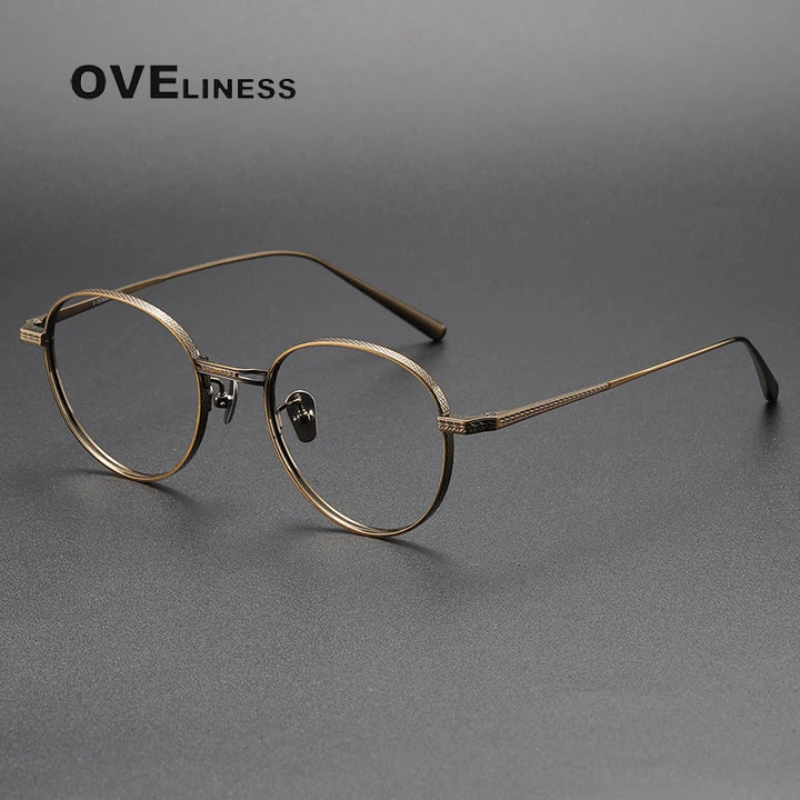 Oveliness Unisex Full Rim Round Titanium Eyeglasses 14027 Full Rim Oveliness bronze  