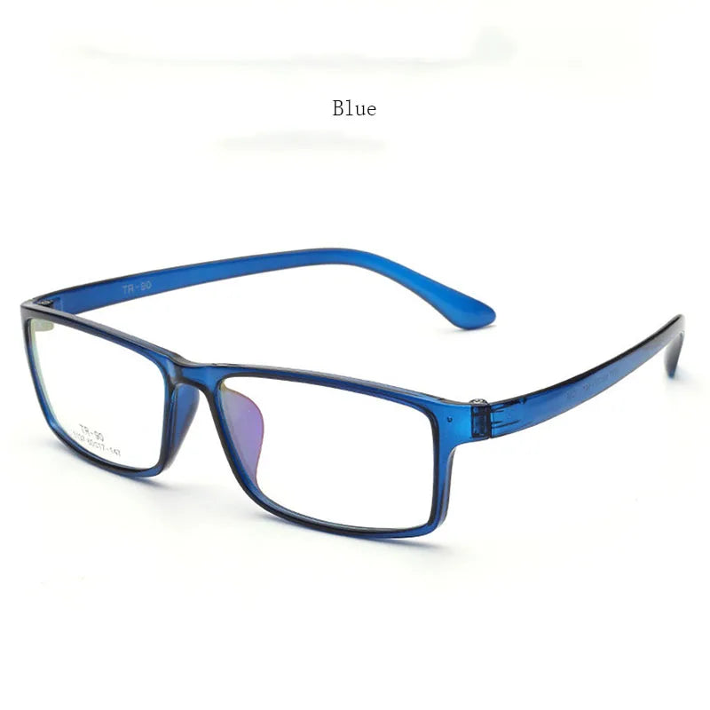 Hdcrafter Men's Full Rim Big Rectangle Tr 90 Acetate Eyeglasses 41137 Full Rim Hdcrafter Eyeglasses Blue  