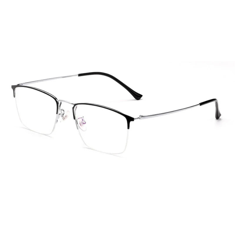 Hotochki Men's Semi Rim Square Titanium Eyeglasses J8017 Semi Rim Hotochki black-silver  