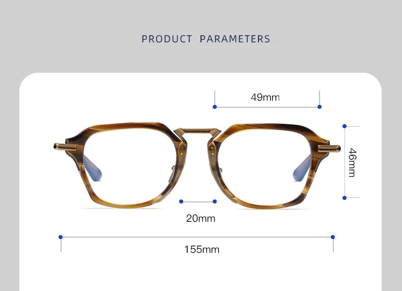 Black Mask Unisex Full Rim Big Square Titanium Acetate Eyeglasses 61413