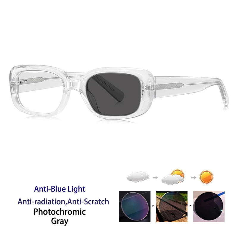 Kocolior Unisex Full Rim Square Acetate Photochromic Reading Glasses 412241