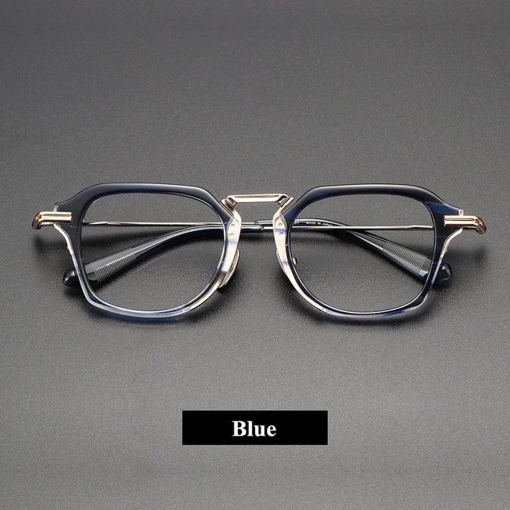 Black Mask Unisex Full Rim Titanium Square Eyeglasses D413 Full Rim Black Mask Blue  
