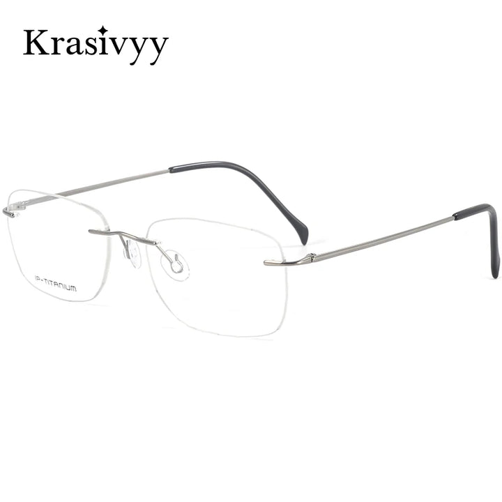 Krasivyy Unisex Rimless Square Titanium Prescription Eyeglasses KR16021 - view 3