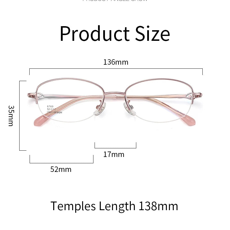 KatKani Women's Semi Rim Oval Alloy Eyeglasses 6769 Semi Rim KatKani Eyeglasses   