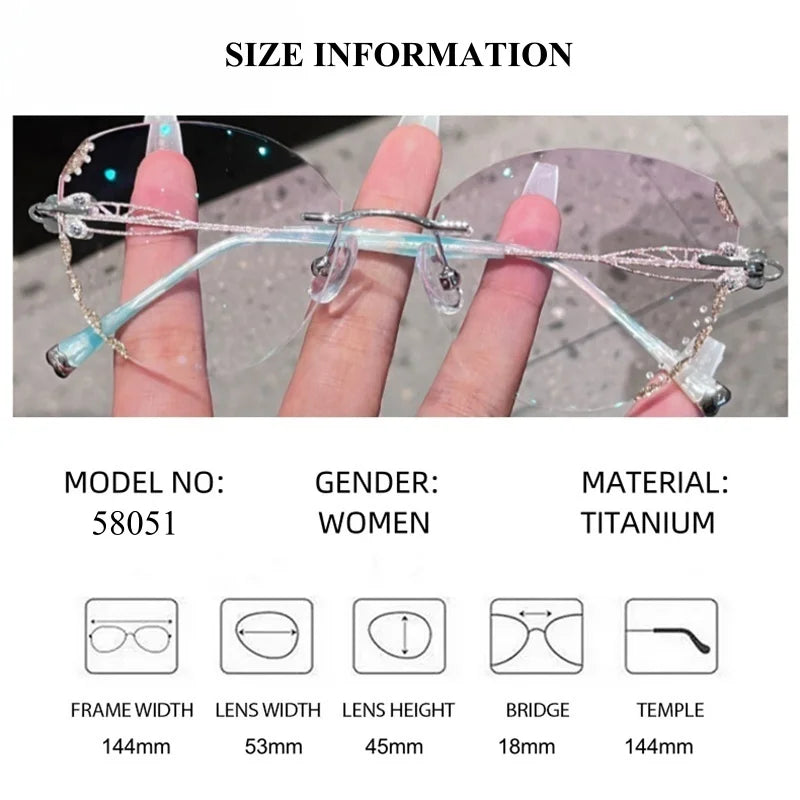 Summer Flower Women's Rimless Butterfly Titanium Eyeglasses 580513