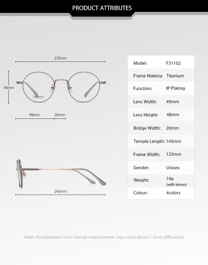 Reven Jate Women's Full Rim Round Titanium Eyeglasses 31102