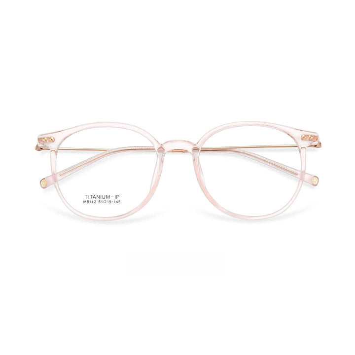 Yimaruili Unisex Full Rim Square Tr 90Titanium Eyeglasses M8142 Full Rim Yimaruili Eyeglasses Transparent Pink  